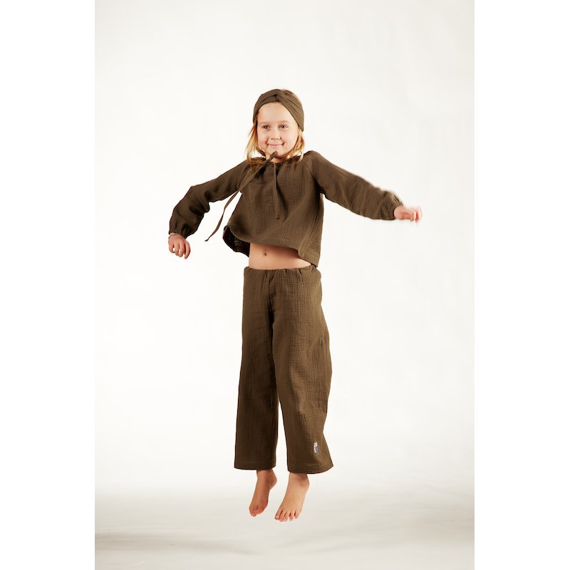 Dziecięca piżamka z długim rękawem – khaki