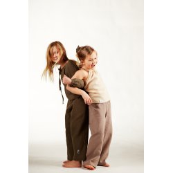 Dziecięca piżamka na ramiączkach z długimi spodniami – piaskowy/latte