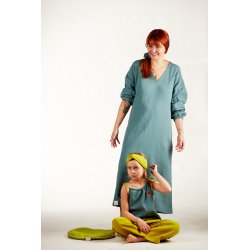 Dziecięca piżamka na ramiączkach z długimi spodniami – turkus/limonka