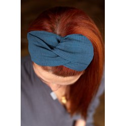 Muślinowa opaska na włosy damska – niebieska