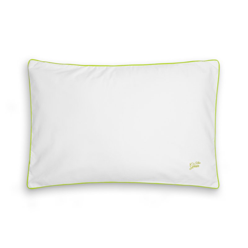 Pillow with buckwheat hulls - English 50x75 cm - embroidery - Krystyna's lime - for special order